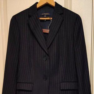 Brooks Brothers 99% Wool Woman's Suite, Navy Blue with Thing Stripes, Size 10